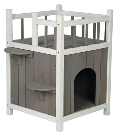 Trixie Kattenhuis Cat's Home Met Balkon Grijs / Wit 45X65X45 CM 1 Trixie Kattenhuis Cat's Home Met Balkon Grijs / Wit 45X65X45 CM