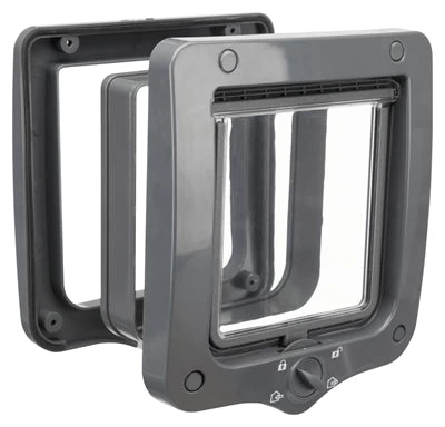 Trixie 4-Weg Kattenluik Inclusief Tunnelstuk Grijs 20X22 CM 1 Trixie 4-Weg Kattenluik Inclusief Tunnelstuk Grijs 20X22 CM