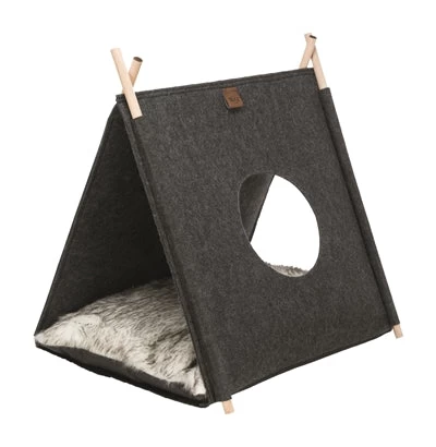 Trixie Kattenmand Tent Elfie Met Kussen Vilt Antraciet 50X46X52 CM 1 Trixie Kattenmand Tent Elfie Met Kussen Vilt Antraciet 50X46X52 CM