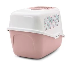Savic Kattenbak Nestor Impression Flamingo Roze / Wit 56X39X38,5 CM -Boetiekwinkel Voor Dierenbenodigdheden 409977 03
