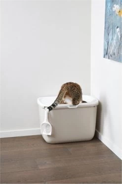 Savic Kattenbak Hop In Mocca / Wit 58,5X39X39,5 CM -Boetiekwinkel Voor Dierenbenodigdheden 409988 07