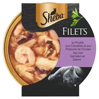 Sheba Filets Kip / Garnaal / Oceaanvis In Saus 16X60 GR 1 Sheba Filets Kip / Garnaal / Oceaanvis In Saus 16X60 GR