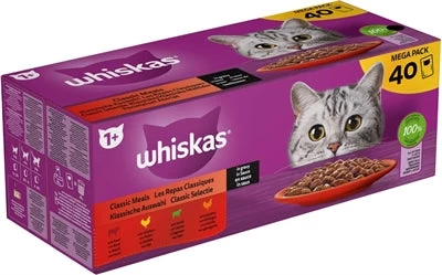 Whiskas Multipack Pouch Adult Classic Selectie Vlees In Saus 40X85 GR 1 Whiskas Multipack Pouch Adult Classic Selectie Vlees In Saus 40X85 GR