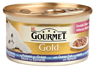 Gourmet Gold Luxe Mix Zeevis In Saus Met Spinazie 24X85 GR 1 Gourmet Gold Luxe Mix Zeevis In Saus Met Spinazie 24X85 GR