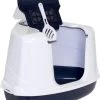 Moderna Hoek Kattenbak Flip Donkerblauw/Wit 56X45X39 CM